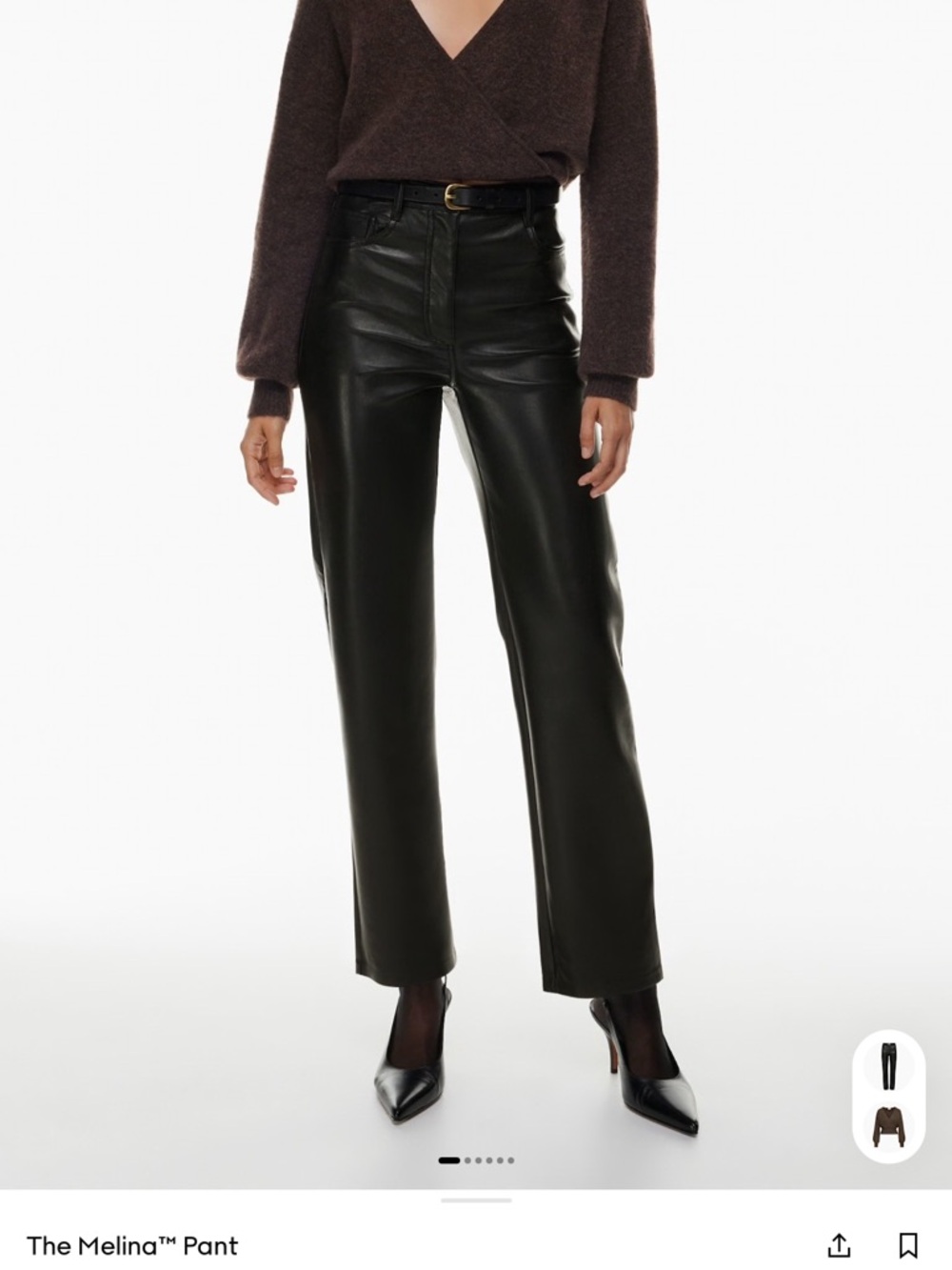 Aritzia Melina Wilfred Black Faux Leather Pants